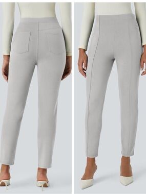 NWT Halara Flex Woman Gray High Waist Pocket Slim Pants XL Classic Travel Preppy